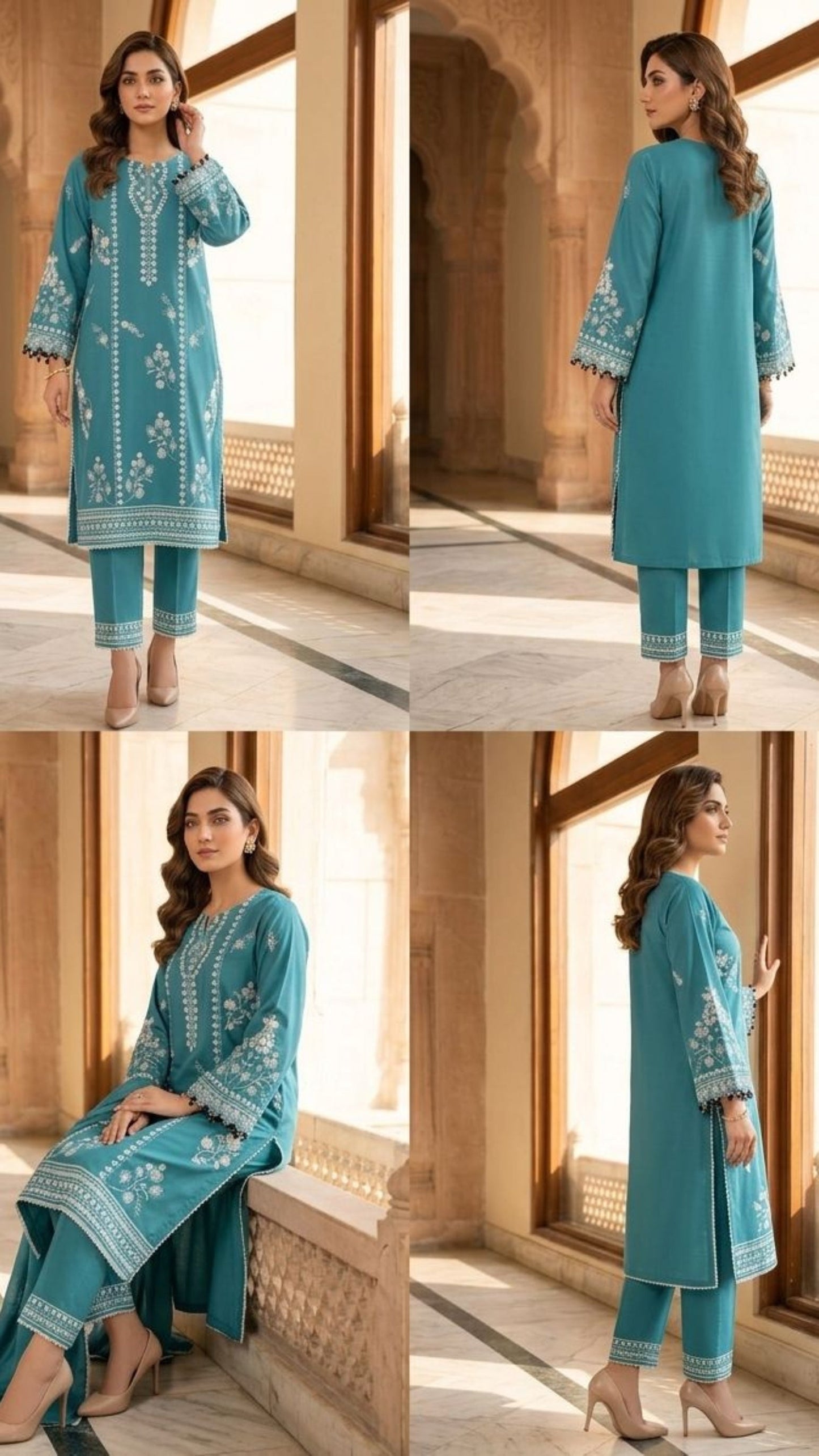Teal Embroidered | 2 PCS