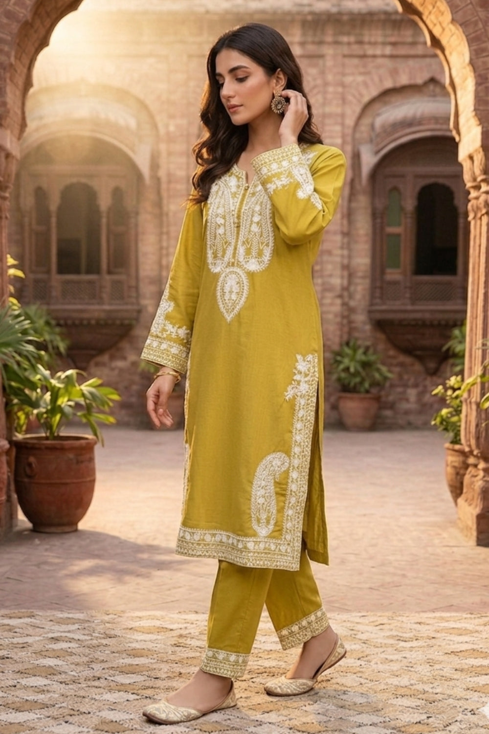 Mustard Embroidered | 2 PCS