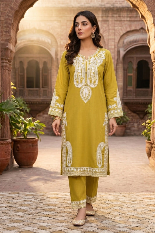 Mustard Embroidered | 2 PCS