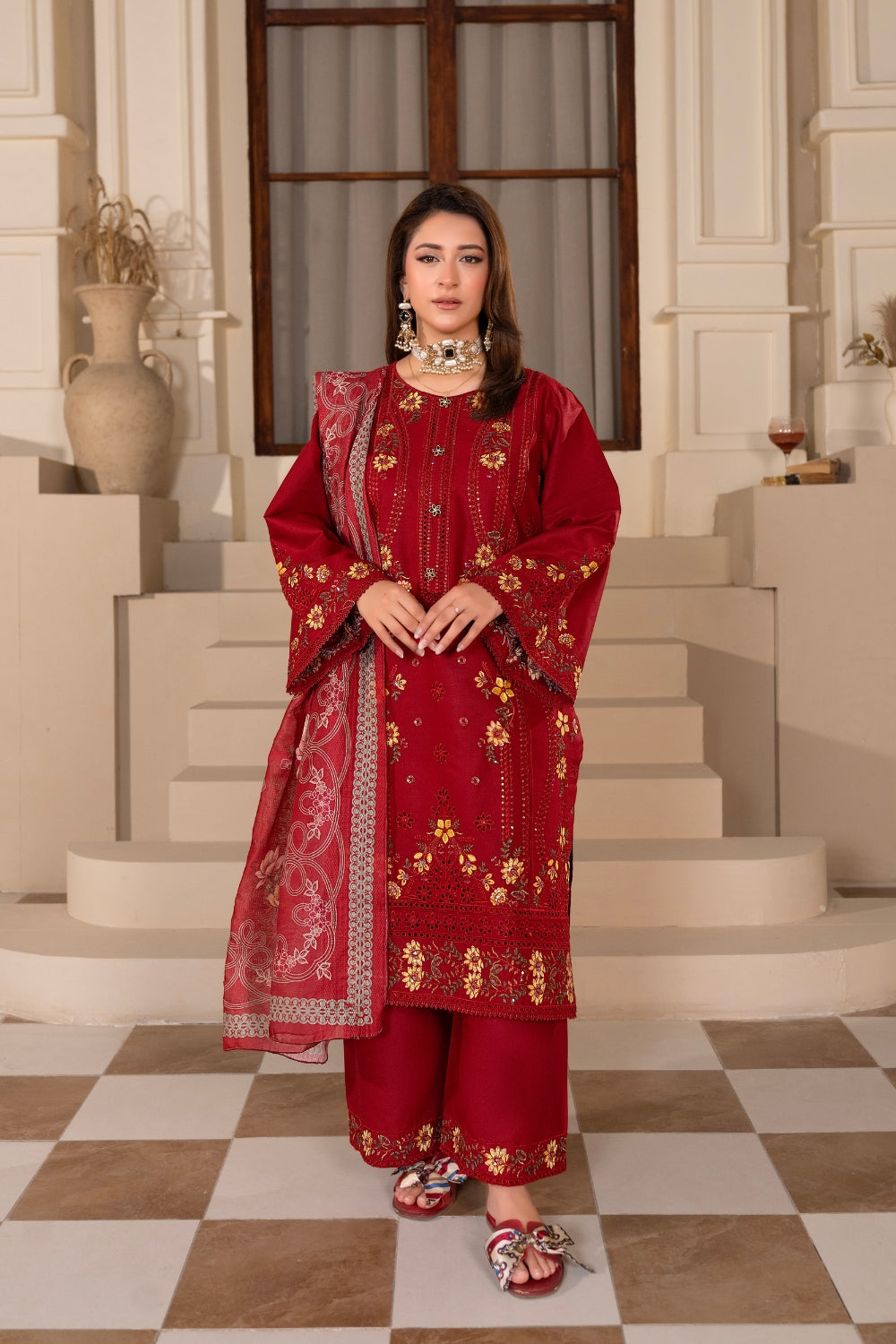 Maroon Embroidered | 3 PCS