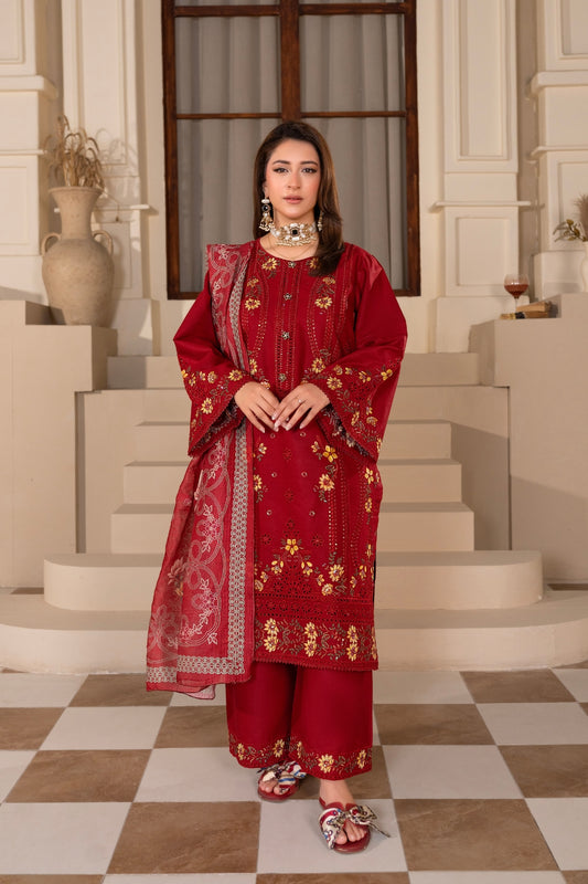 Maroon Embroidered | 3 PCS