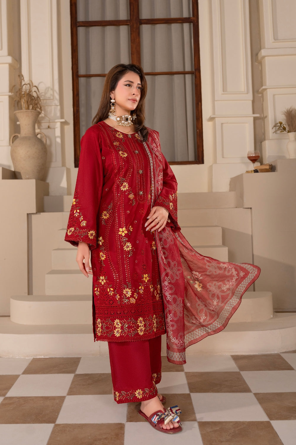 Maroon Embroidered | 3 PCS