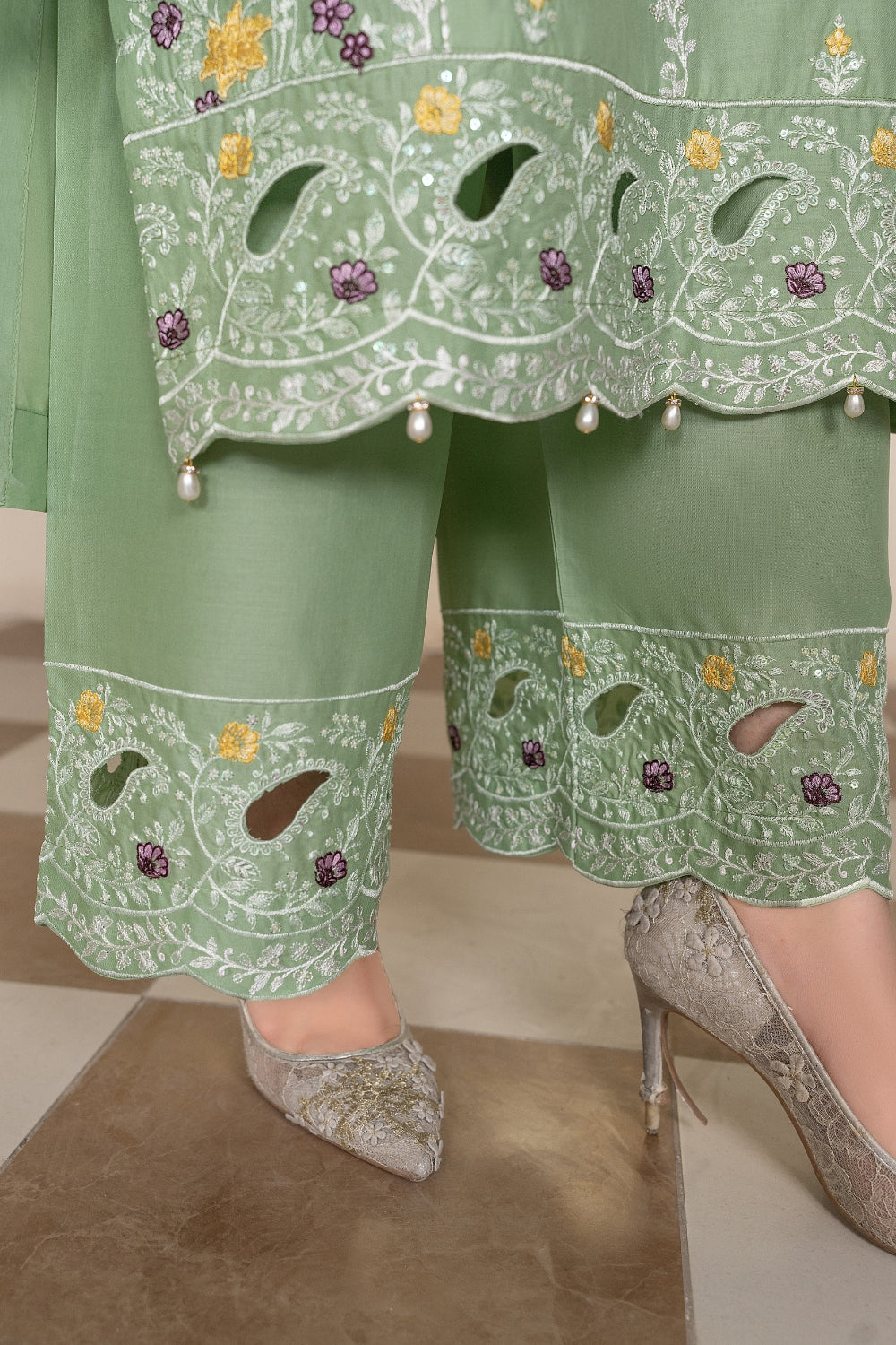 Sage Green Embroidered | 3 PCS