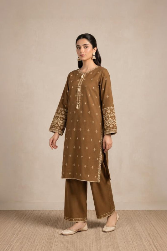 Brown Embroidered | 2 PCS