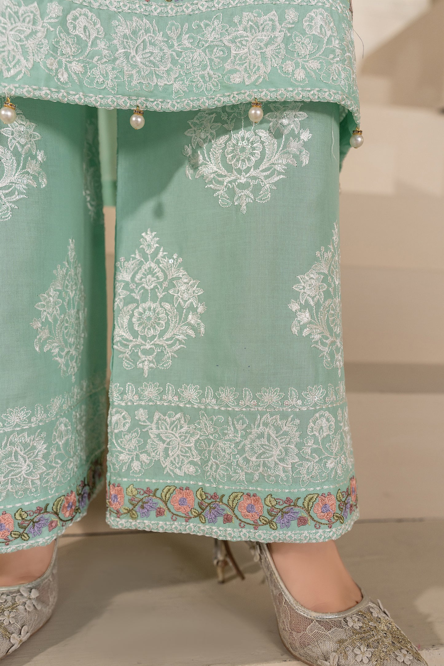 Aqua Embroidered 3-Piece