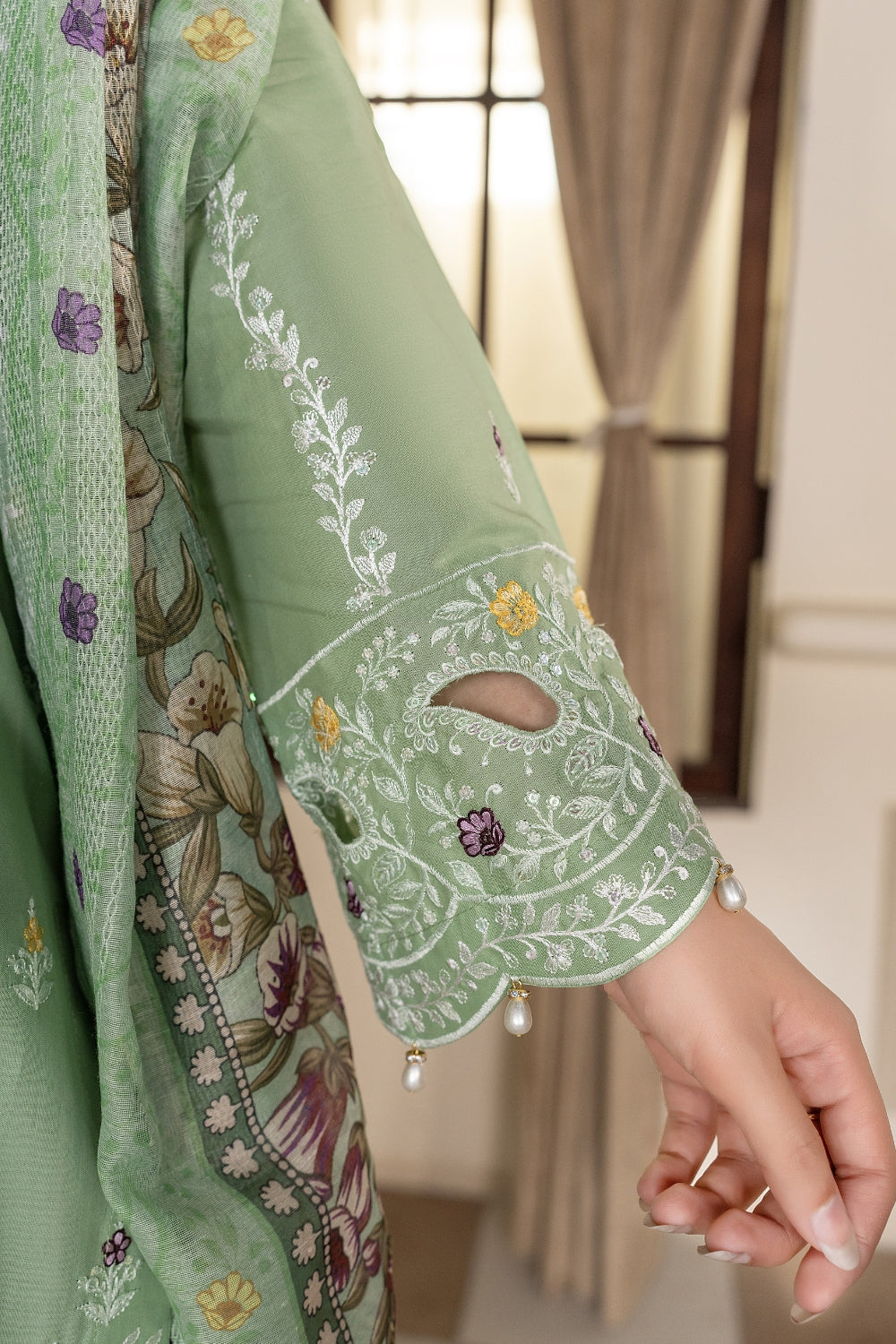 Sage Green Embroidered | 3 PCS