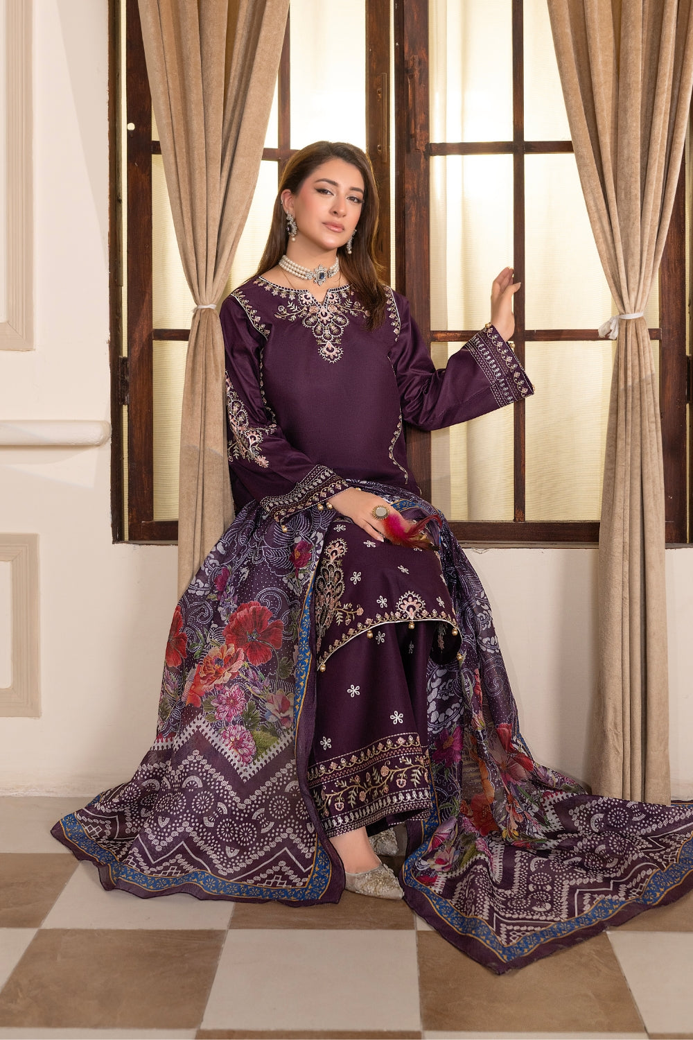 Purple Embroidered | 3 PCS