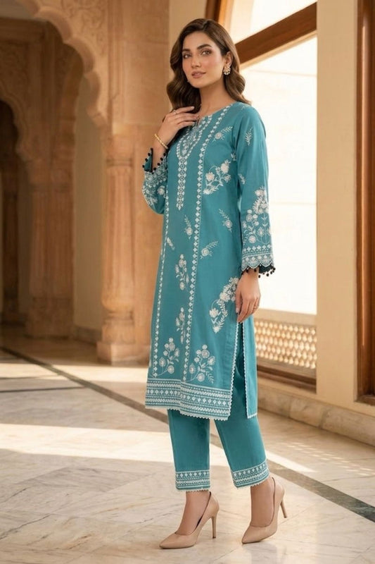 Teal Embroidered | 2 PCS