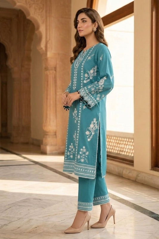 Teal Embroidered | 2 PCS