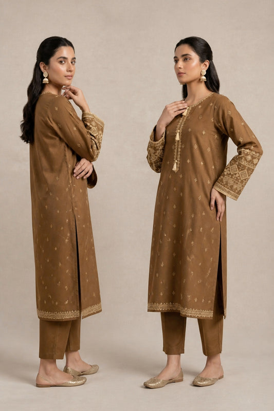 Brown Embroidered | 2 PCS