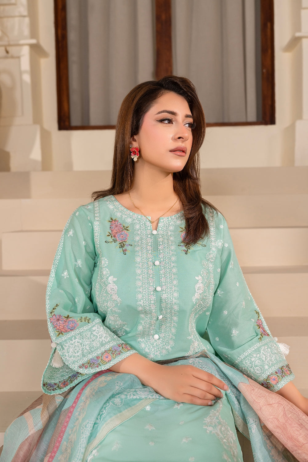 Aqua Embroidered | 3 PCS