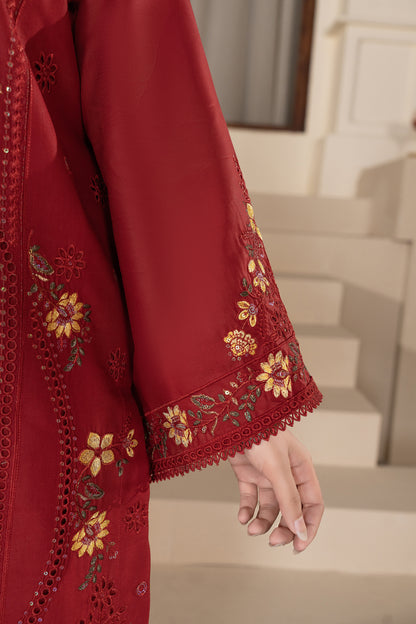 Maroon Embroidered 3-Piece