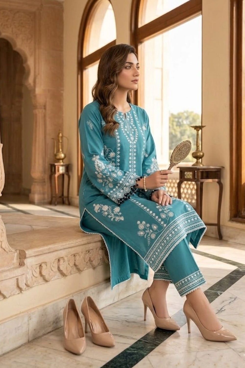 Teal Embroidered | 2 PCS