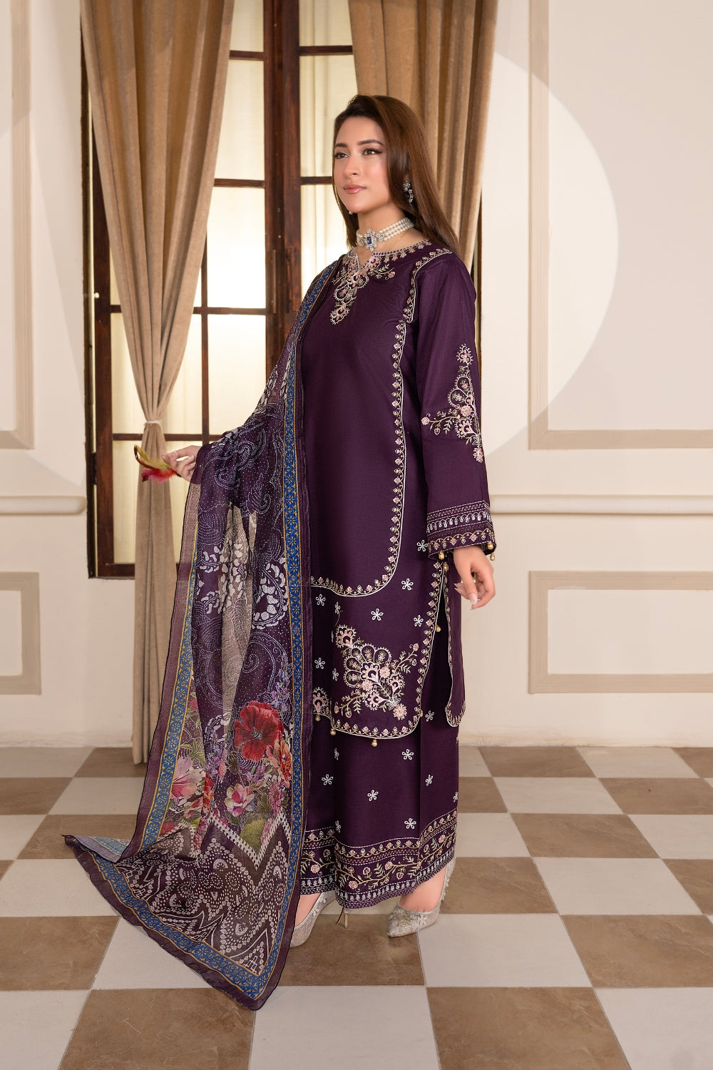 Purple Embroidered | 3 PCS
