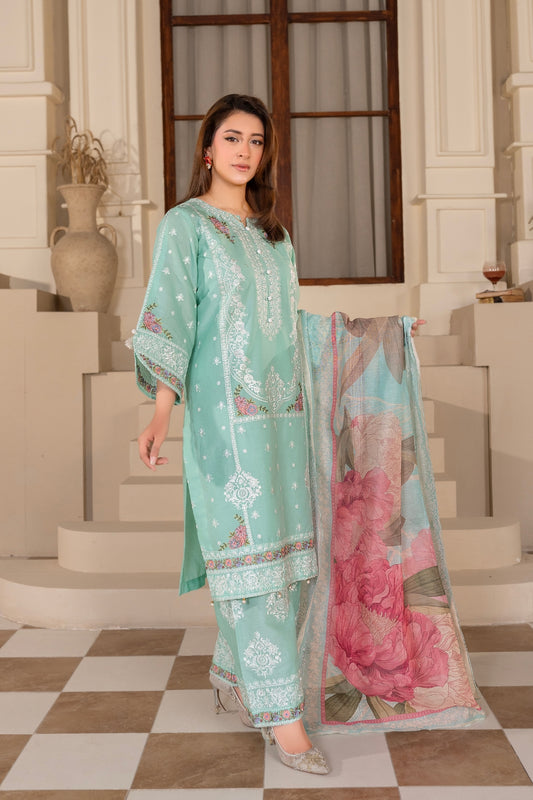 Aqua Embroidered | 3 PCS