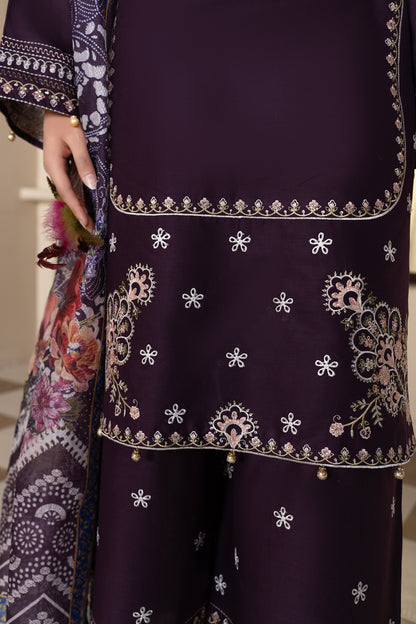 Purple Embroidered 3-Piece