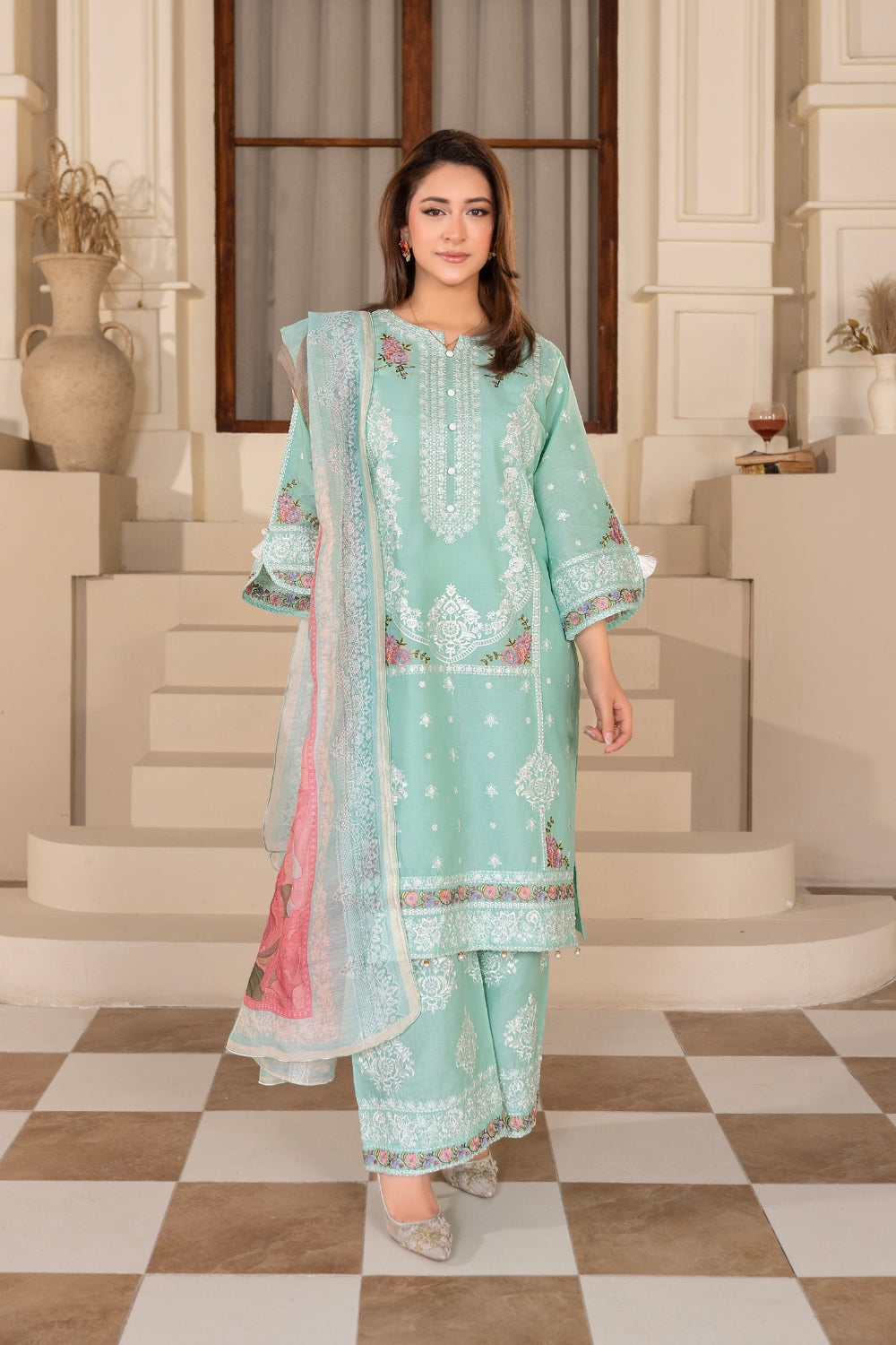 Aqua Embroidered | 3 PCS