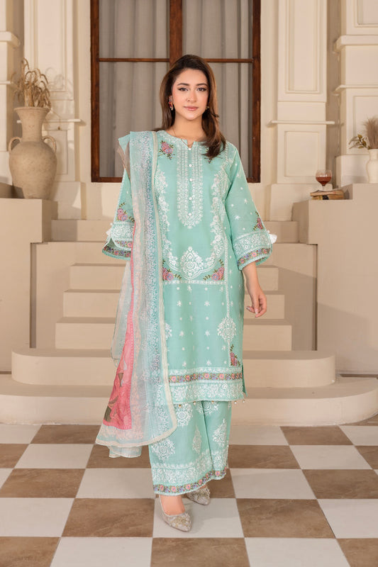 Aqua Embroidered | 3 PCS