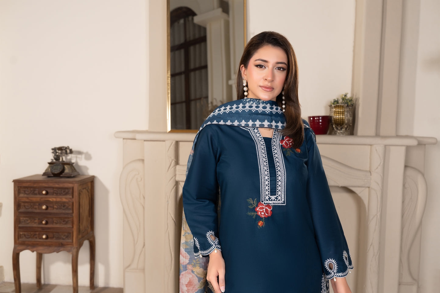 Blue Embroidered 3-PIECE