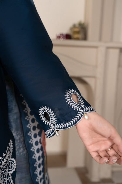 Blue Embroidered 3-PIECE