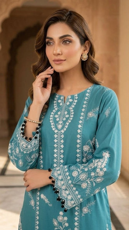 Teal Embroidered 2-Piece