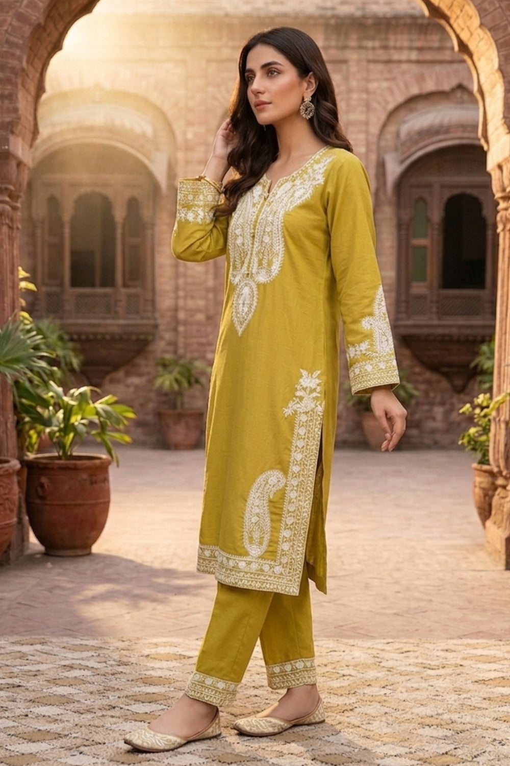 Mustard Embroidered | 2 PCS