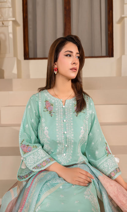 Aqua Embroidered 3-Piece